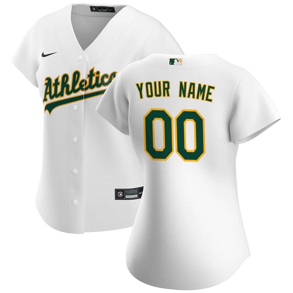 Women's White Oakland Athletics ACTIVE PLAYER Custom Blank Stitched Jersey(Run Small)